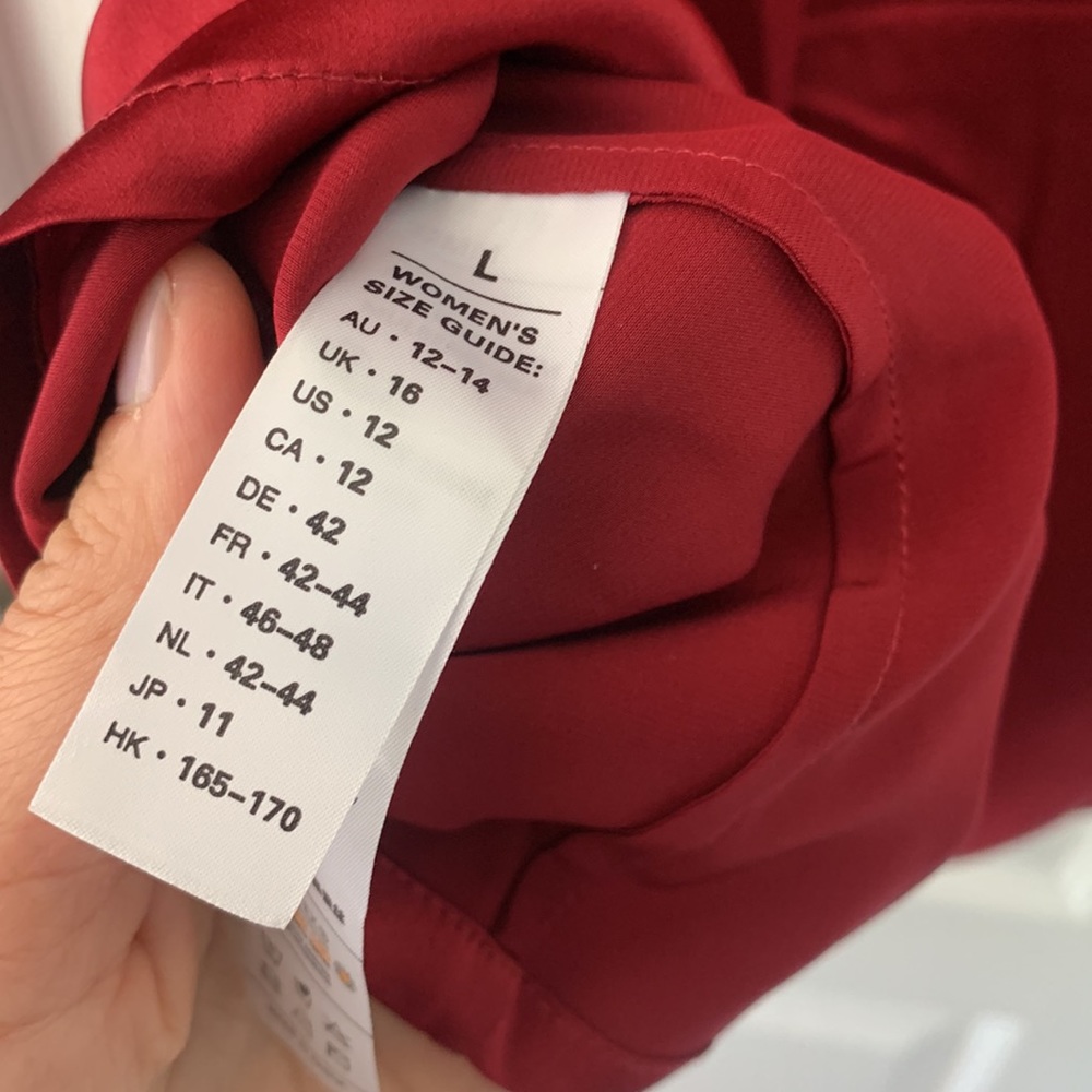 Women's Satin Button-Up Blouse - Red - Picture 9 of 14